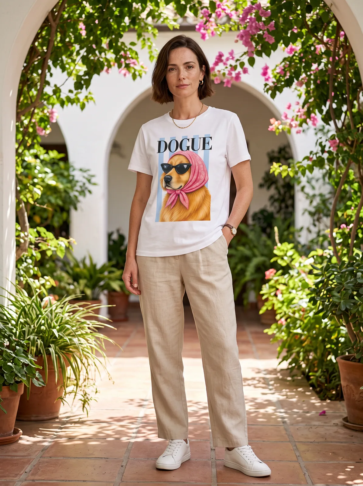 Remera dogue en modelo