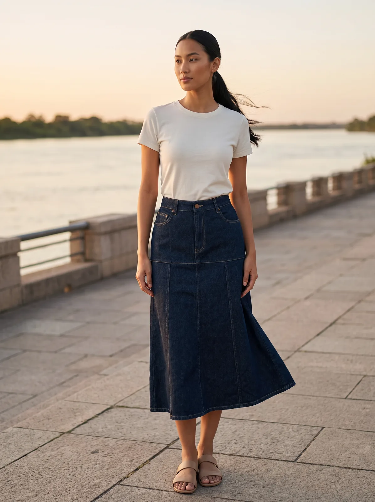 Falda jeans en modelo